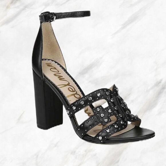 Sam Edelman Black Studded Yasha Block Heel - Picture 1 of 9
